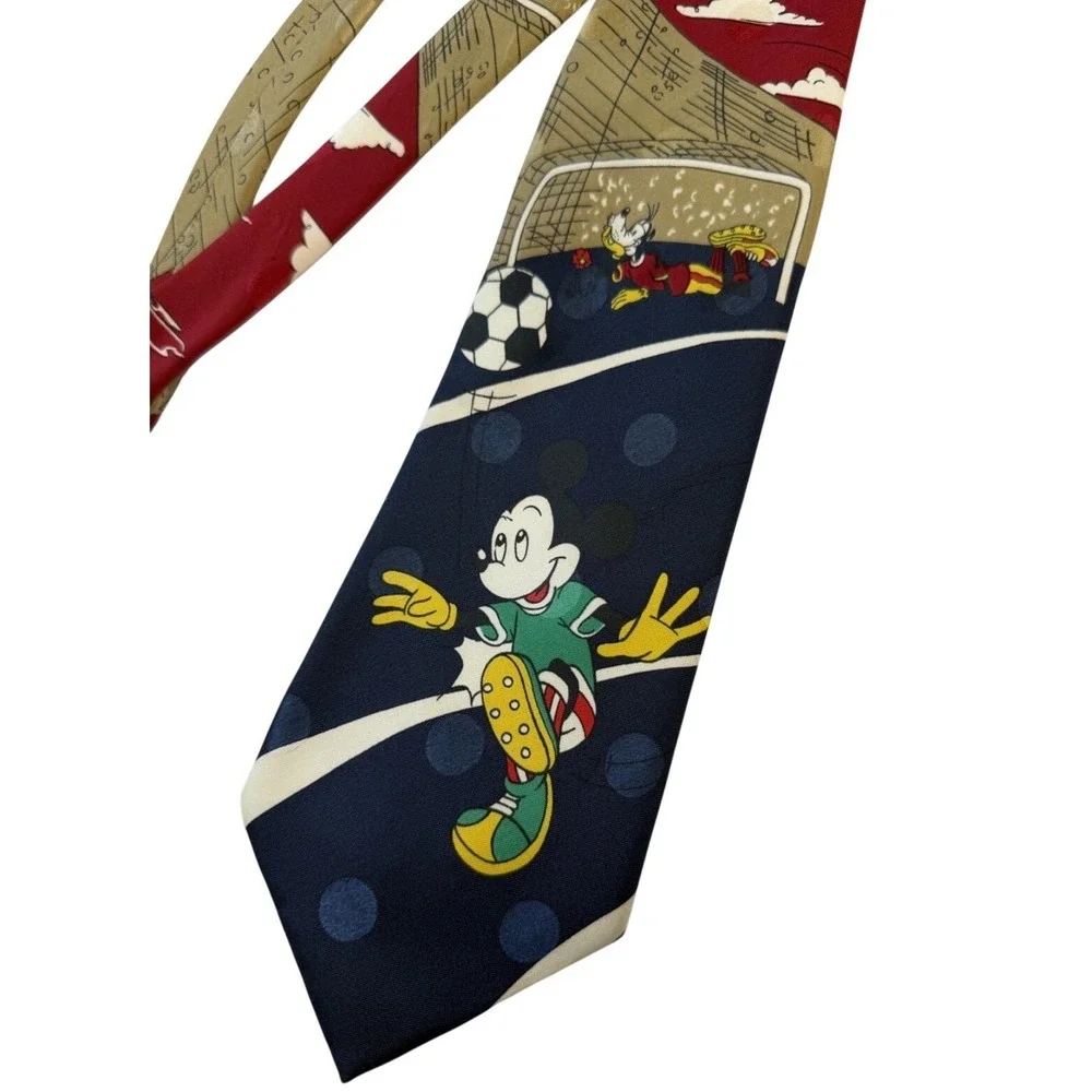 Vintage Mickey and Goofy Unlimited Polyester Soccer Neck Tie Rare 1990s